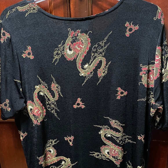 ES-SE Plus USA Vintage Black Red and Gold Dragon Print size 3X Tee - Picture 11 of 11